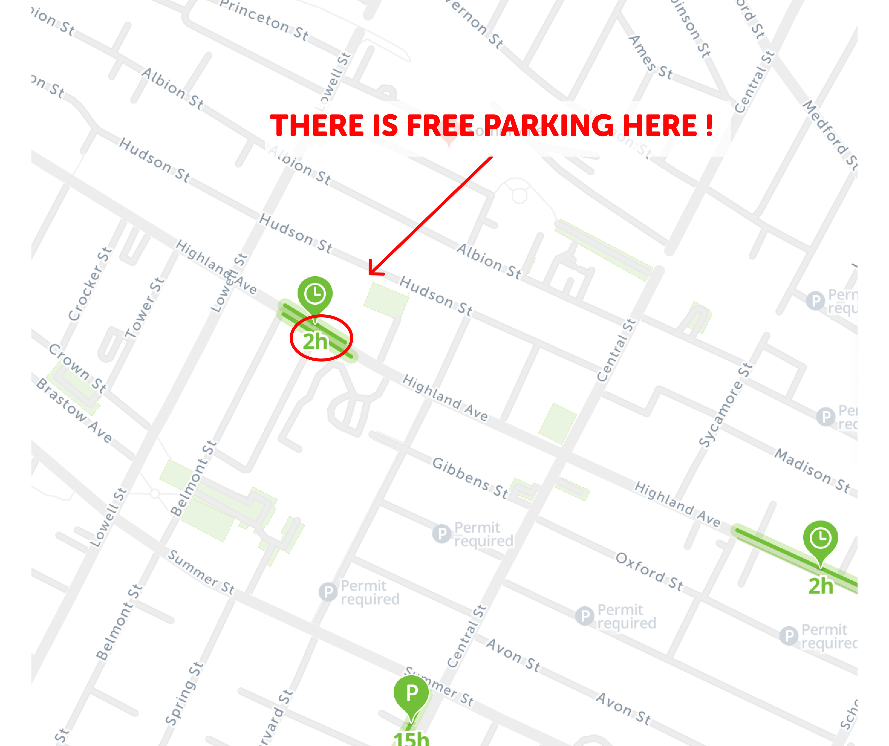 map of free parking in Somerville - SpotAngels