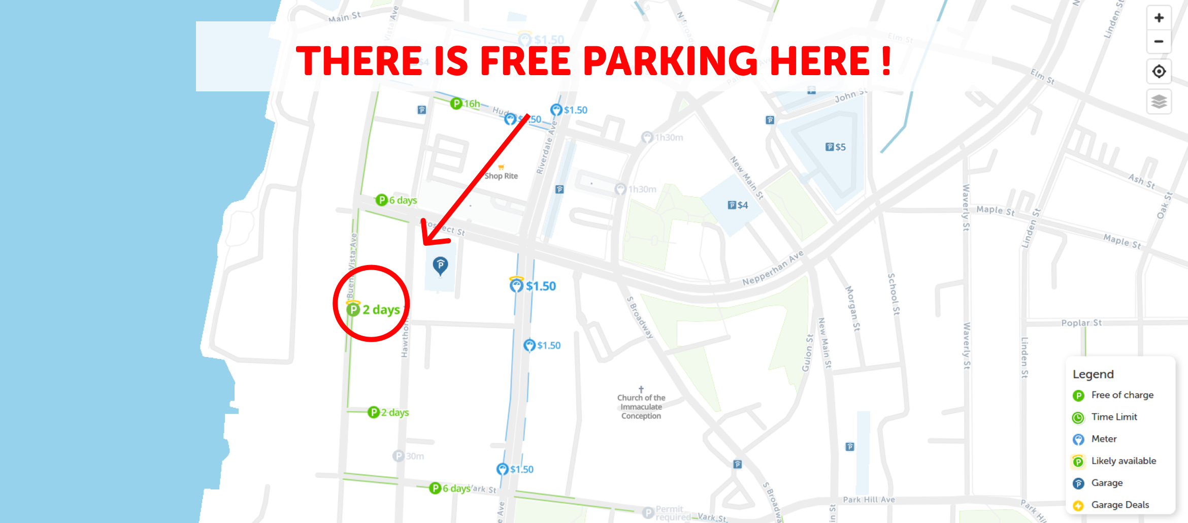 map of free parking in Yonkers - SpotAngels